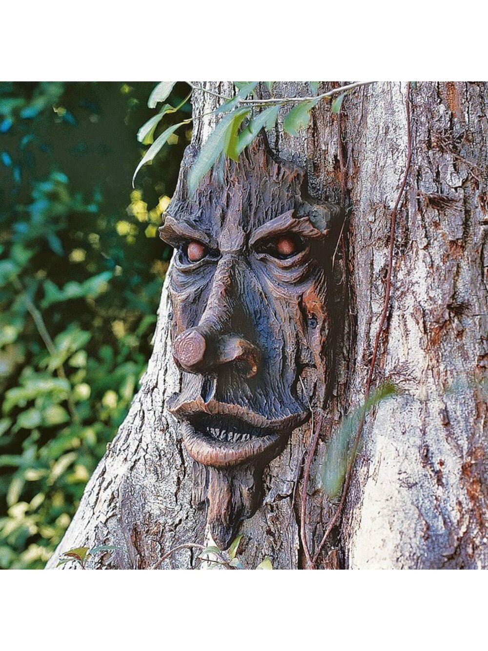 15” Greenman Tree Face Wall Sculpture - Indoor/Outdoor Fantasy Decor, Cast Stone - Picture 7 of 7